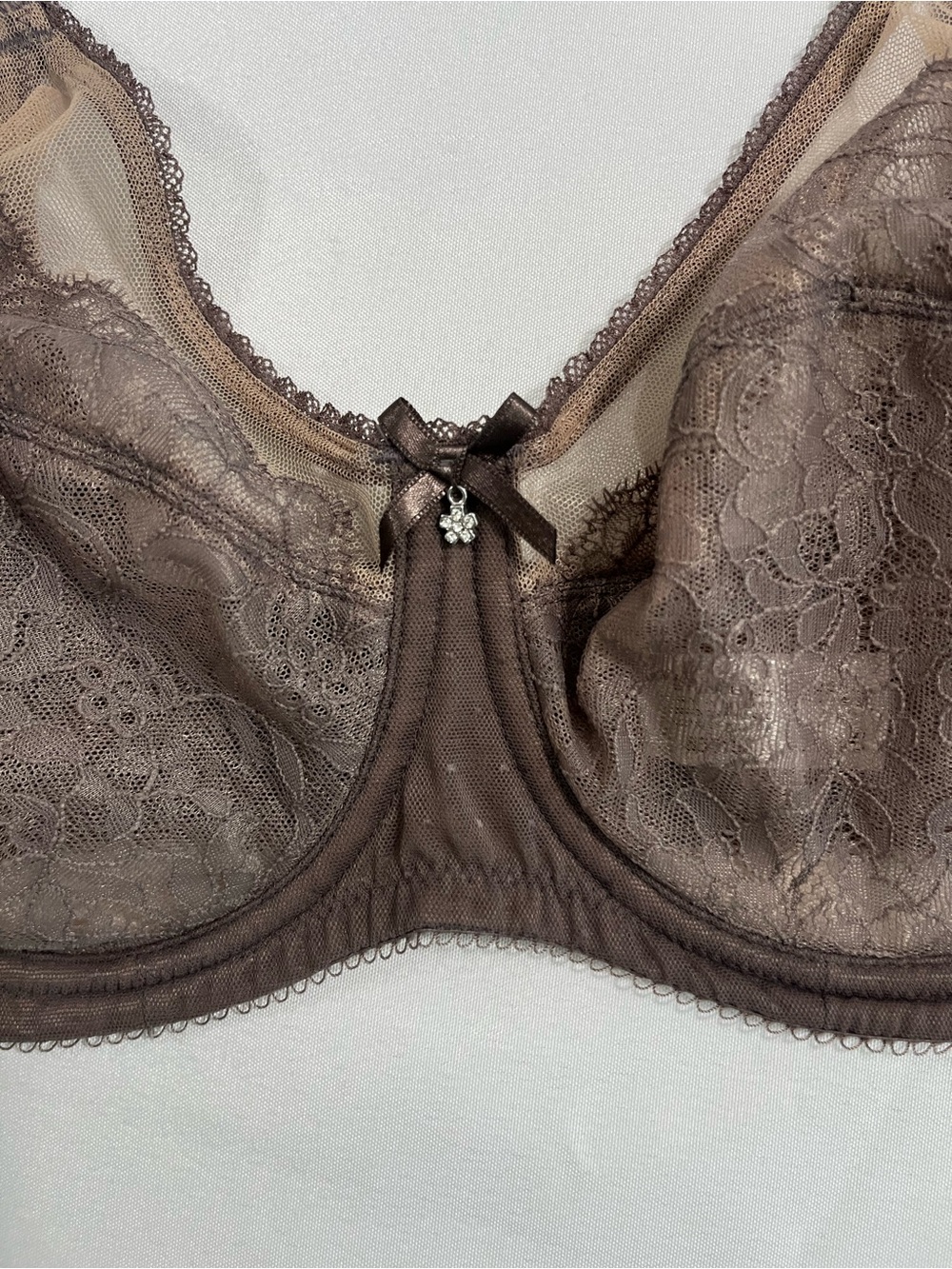 Wacoal Retro Chic 34D Underwire Bra, Mesh Panels, Cappuccino 855186 - Picture 4 of 9